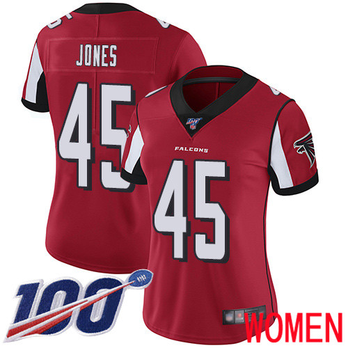 Atlanta Falcons Limited Red Women Deion Jones Home Jersey NFL Football #45 100th Season Vapor Untouchable